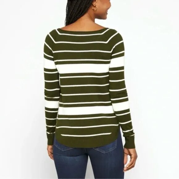 Pink Clover Valencia Striped Sweater Olive Green & Ivory Long Sleeve Size L XL - Picture 3 of 3
